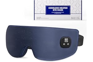 Aroma Season Silk Heated Eye Mask, Cordless Warm Eye Compress for Dry Eyes, 4 Time Levels & Temperature Settings, 1500mAh Rechargeable Battery, Washable Cover, Gifts for Men Women (Navy Blue)