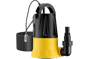 Wiltec Pompa sommersa con sensore 400 W, pompa a immersione per acque chiare con 2 modalità di funzionamento, 7300 l/h, prevalenza 7,5 m, profondità 7 m
