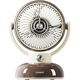 Everest Masa&uuml;st&uuml; USB Mini Fan - 4 İn&ccedil; Sessiz Led Işıklı Retro Vantilat&ouml;r, 1200mAh Şarj Edilebilir Bataryalı 3 Kademeli Taşına