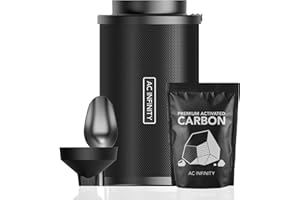 AC Infinity Refillable Carbon Filter Kit 200mm with Additional Refill, Odor Removal Air Scrubber For 200mm Inline Fan and Ducting, Reusable Charcoal Filter for Grow Tent Grow Room Hydroponics, 8-Inch