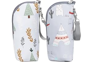 FunnAura 2 Pcs Portable Insulated Baby Bottle Bag, Bottle Warmer Bag for Backpacks, Strollers, Travel and Outdoor Activities
