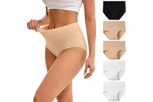 INNERSY Bragas Mujer Algodon Altas Braguitas Culotte Elástico Ropa Interior Suave y Cómoda Pack de 5