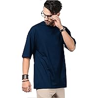 FOOTROO | Mens Drop Shoulder Solid Round Neck Tshirt