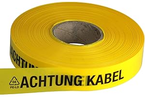 KDS ACHTUNG KABEL Trassen-Warnband/Trassenband/Warnband/Band 250 m x 40 mm, gelb
