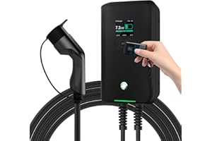Astoneves 32A Wallbox EV 7kW monofásico Estación de Carga para Coches eléctricos con Conector Tipo 2 para vehículo eléctrico Cumple con la 6,1m… (7kW RFID Black)