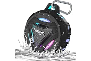 HEYSONG Shower Speaker, Waterpoof Portable Bluetooth Speakers Wireless with LED Lights, IP67, 36H Playtime, Rich Bass Small Speaker Bluetooth for Camping, Kayak, Beach, Bathroom, Travel, Gifts for Men