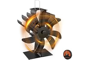 VEEAPE Stove Fan Log Burner Fan, 2023 Upgrade 7-Blades Silent Wood Burner Fans with Thermometer, Log Burner Accessories for Wood Log Burner Fireplace