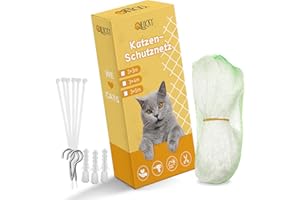 QILUCKY Przezroczysta siatka ochronna dla kotów, na balkon, bez wiercenia, możliwość przycięcia, odporna na ugryzienia, siatka balkonowa dla kotów, do zabezpieczenia tarasów, okien i drzwi (4 x 3 m)