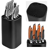 Block for Knives without Knife, Black Knife Holder with Flexible Blades, Universal Knife Holder, Knife Block, Knife Block for