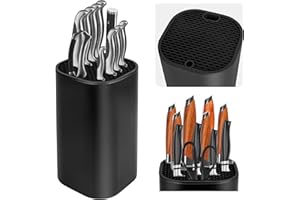 FOHIL Porte Couteaux sans Couteaux, Blocs Couteaux Vides de Cuisine, Universel Porte-Couteaux Noir, Support Couteau de Cuisine, Rangement Couteaux Cuisine