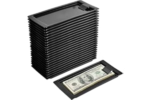 AZONELIFE Lot de 24 supports de chèques pour invités, plateaux à pointe en plastique noir pour serveuse, présentateurs de chèques de restaurant, porte-cartes, reçus de factures pour restaurants, bars, hôtels