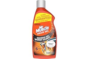 Mr Muscle Drain Unblocker, Sink & Drain Cleaner, Fast Acting Heavy Duty Drain Gel, Dissolves Clogs, Works 3x Better Than Bleach, Safe for All Pipes, 500ml