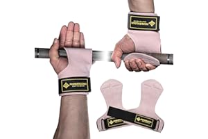 M MANUEKLEAR MANUEKLEAR Gewichtheben-Handgelenkbänder mit gepolsterter Handgelenkschlaufe, Leder-Gewichtheben, Handgelenkriemen für Kreuzheben, Powerlifting, Profi Lifting Straps für Frauen (Pink/Black)