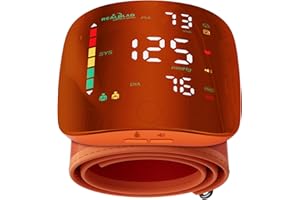 DOUBLE LOVE Wrist Blood Pressure Monitor with Led Touch Screen -Adjustable Wrist Blood Pressure Cuff from 5.1 inches to 9.3 inches,Rechargeable Wrist Bp Monitor with 99x2 Reading Memory and Carrying Case(Orange)