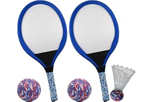 Raquette de tennis et de badminton - ABS - Raquette de sport pour enfants - Convient aux débutants - Jeu de balle interactive familiale avec volants et balle de tennis pour jouer dans la cour