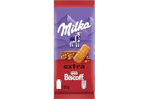 ‎MILKA Milka Schokolade Extra Biscoff – Alpenmilch-Schokolade mit knusprigen Lotus Biscoff-Keksstückchen – 190g