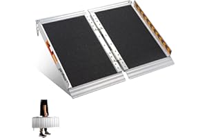 ‎GARDHOM Rollstuhlrampe 61CM, gardhom Max. 362KG Ladekapazität Anti-Rutsch Alu Klapprampe für Rollstuhlfahrer oder Rollator, Schwellenrampe für Heimtreppen Treppen Türen Mobilitätsroller