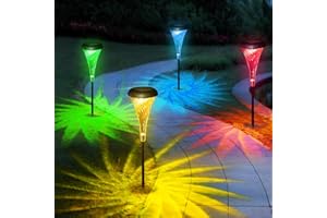 Joltix 4 Pezzi Luci Solari per Giardino, Lampade Solare Esterno, Luce Solare LED Esterno Impermeabile con 2 Modalità di Illuminazione, Faretti Solari da Esterno per Vialetto Cortile Prato Piscina