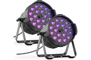 GdjRttk 2PCS 105W Foco Par RGBWA+UV 6 en 1 LED, Zoom Ajustable Luz de Escenario con DMX y Activación de Sonido, Luz de Discoteca para Baile Boda Club Concierto Bar Actuación