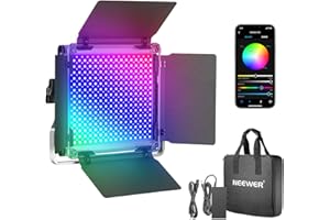 NEEWER 660 PRO 50 W RGB LED lampa wideo, panel ze sterowaniem za pomocą aplikacji, 360°, pełnokolorowe światło wideo CRI 97 z uchwytem do drzwi barndoor/U do studia fotograficznego