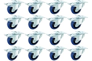 TEGO PRO 16 Stück 100 mm BLUE WHEELS Blau Transportrollen Lenkrollen mit Bremse/Feststellbremse Schwerlastrollen 135 kg/Rad - INDUSTRIEQALITÄT ECO (16 x Brems)