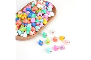 JOYRAY 100PCS Mini Resin Ducks Figures Kit 10 Colors Realistic Tiny Cute Duck Ornaments Multicolor Deracoration Set for Handwork Christmas Birthday Party Miniature Figures Micro Fairy Garden Phone Case DIY