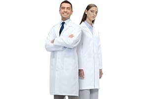 LAB COAT X Lab Coat Professional for Men and Women, Studs, 100% Cotton, Unisex, 40 Inch Length, White