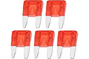 Partuto 5 Pcs Mini 10AMP APM/ATM Universal Car Fuse Blade Style Fuses Short Circuit Protection - Automotive Car Boat Truck SUV RV - Plastic Metal Red