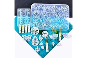 FineInno Moldes de Resina para Pendientes y Aretes Molde de Epoxi de Silicona Molde de Fundición Herramientas Conjunto para Hacer Joyería Artesanías