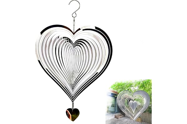 Moulin à Vent 3D en Acier Inoxydable,15cm Moulin à Vent 3D à Suspendre en Acier Inoxydable,3D Spinner à Vent en Métal,Décorations de Cour Cinétiques pour Intérieur et Extérieur Décoration de Jardin