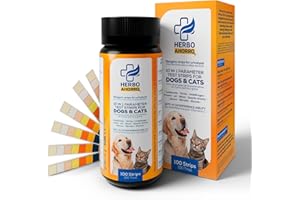 HERBOAHORRO Tiras Reactivas de Orina 10 en 1 para Perros y Gatos - Glucosa, pH, Proteína, Sangre, Leucocitos, Nitrito, Cetonas, Bilirrubina, Urobilinógeno y Gravedad Específica - Salud para Mascotas -100 Uds.