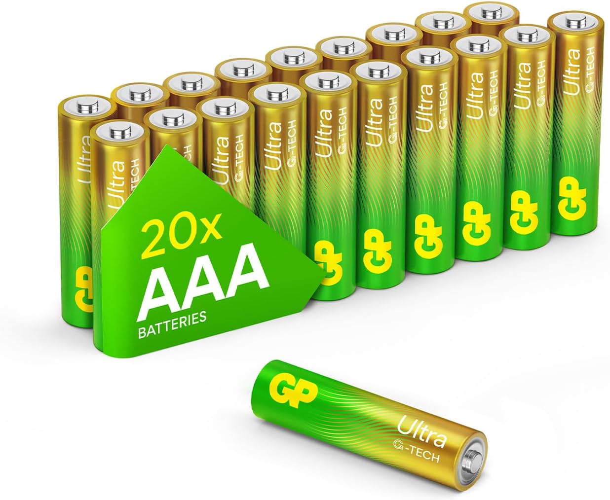 Ultra Alkaline Triple A Batteries, Long Lasting Power - Ideal for Camera, Alarm & Industrial Use - 10-Year Shelf Life - 20 Pa
