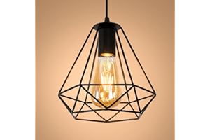 Toolight Suspension Luminaire, Lustre Cuisine Moderne Noir, E27 Suspensions D'éclairage Intérieur en Métal Abat-jour, Lustre en Forme de Cage pour Chambre Salon Salle à Manger, 20cm