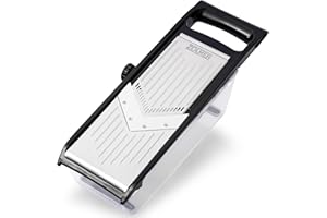Zolmer® Rallador de verduras – Cortador de verduras ajustable con dos cuchillos extraafilados Julien – Rallador de verduras con protección para los dedos y bandeja de recogida – Rallador