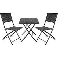 amzdeal Polyrattan Balkonset, Balkonmöbel Set 3-teilige, Bistroset, klappbarer Sitzgarnitur, Sitzgruppe Tisch und 2…