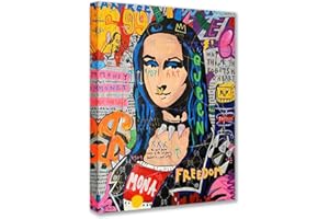 Tucocoo Graffiti Femme Art mural abstrait Mona Lisa Peinture colorée Street Pop Art Photos classique moderne Décoration d'intérieur pour salon chambre à coucher encadrée prête à accrocher