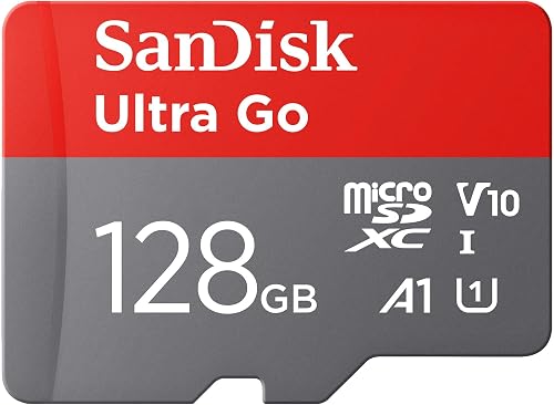 SanDisk Ultra Go micro SDXC card + SD adapter 128GB (For Android Smartphones and Tablets, Memory card up to 150 MB/s, Full HD Video, V10, A1 Faster App Performance, UHS-I, Class 10, U1) For Amazon