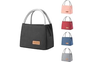 BRYN Borsa Termica Porta Pranzo, 8.2L Borsa Frigo Piccola Pranzo Ufficio, Borsa Pranzo per Lavoro, Scuola, Viaggio, Campeggio, Picnic, Mare（Nero）