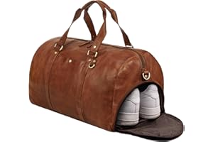 STILORD 'Ventura' Grand Sac de Voyage Cuir utilisable comme Sacs de Sport Homme et Femme Sac Maternité Vintage Sac Bandouliere Travel Bag Bagage Cabine Cuir Véritable, Couleur:Brandy - Cognac