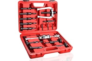BOOMSTART 16pc Extracteur de Roulement Interieur, 5-58mm Arrache Roulement Interieur, Extracteur de Roulement à Inertie, Arrache Roulement Interne avec Marteau pour Moto Voiture Velo (Rouge)