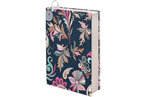 Kuiaobaty Funda de libro de tela floral vintage para cuaderno, novela, funda de libro negra Skycase sin cordones