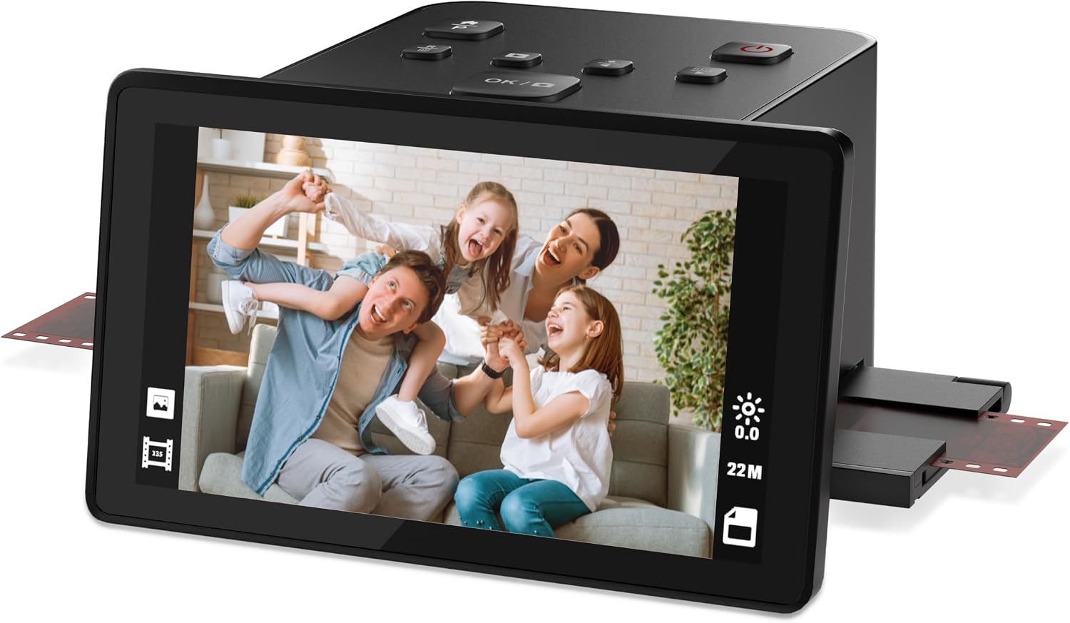 Slide Scanner Digital Film Scanner with Large 5" LCD Screen, Negatives Scanner Convert Color & B&W Negatives & Slides 35mm, 126, 110 Film to 22MP JPEGs