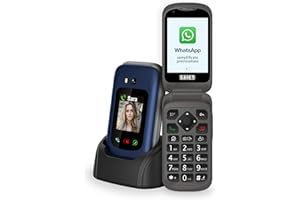SAIET - Link 4+ Cellulare Smart Senior Per Anziani 4G e Bluetooth -Tasti e Lettere Grandi - Smartphone con Whatsapp e Tasto SOS - Blue