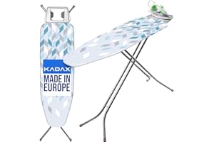 ‎KADAX KADAX Deska do prasowania 120x38cm biała, metalowa siatka szybko odprowadza parę, regulacja wysokości, wygodne prasowanie koszul i pościeli