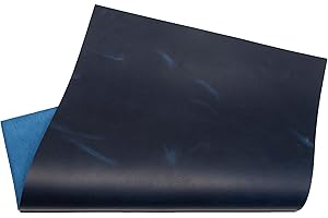 HAPPER STUDIO Cuir de vachette - 2 mm d'épaisseur - Pull-Up Crazy Horse - Feuilles en cuir véritable pour travaux manuels - (A5 (148 x 210 mm), bleu, 1