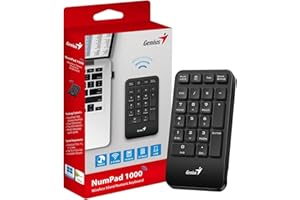 Genius NumPad 1000, Wireless Silent Numeric keypad, 2.4GHz, USB Receiver Plug and Play, slim and Prortable Design