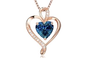 LAVUMO Heart Necklace for Women 925 Sterling Silver Love Cubic Zirconia Pendant Brithstone Necklace Christmas Valentines Birthday Mothers Day Jewellery Gifts for Women Wife Girlfriend Mum Friend