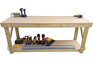 ARBOR GARDEN SOLUTIONS Wooden MDF Workbench - Work Table Handmade Strong Heavy Duty - Made From Construction Grade Timber (6ft)