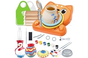 Herefun Kit Ceramica en Casa para Niños, Kit Torno Alfarero Eléctrico con Arcilla Secado al Aire, Adecuado, DIY Juego de Ceramica,Manualidades para Niñas Niños 8 Años Regalo