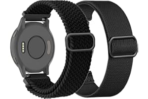 TUCOMO Pleciony elastyczny nylonowy pasek do zegarka Garmin Vivoactive 4S, Venu 2S, Venu 3S, Vivomove 3S, Forerunner 255S, Forerunner 265S, dla kobiet i mężczyzn, 18 mm, elastyczny, z tkaniny, 2 szt.